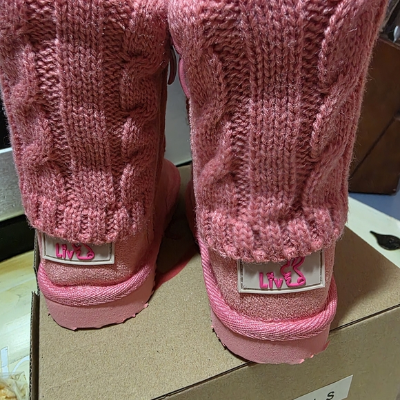 Zoe + Liv Pink Knit Kids Boots - Picture 2 of 6